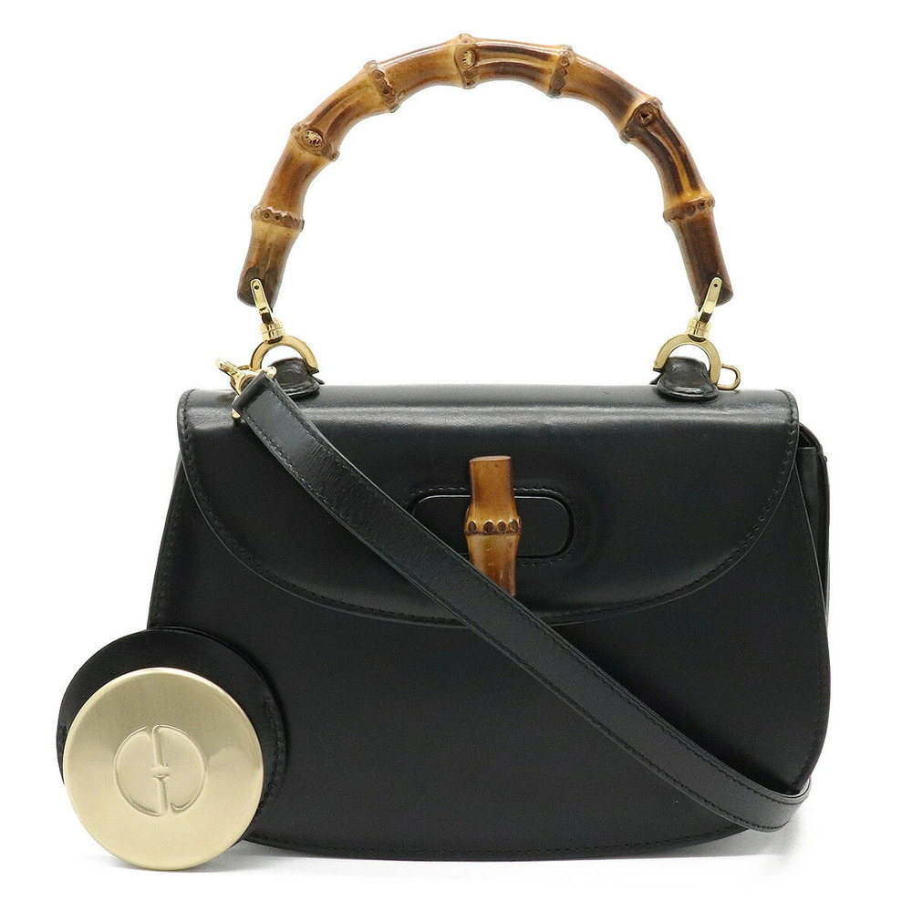 Gucci Bamboo 2way Crossbody Calf Leather Black